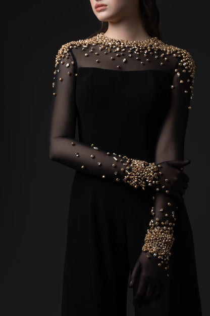 High Neck Crepe Jumpsuit