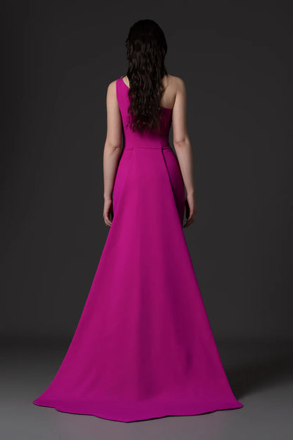 One-Shoulder Gown with Overskirt