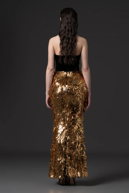 Fitted Gold Embroidered Gown