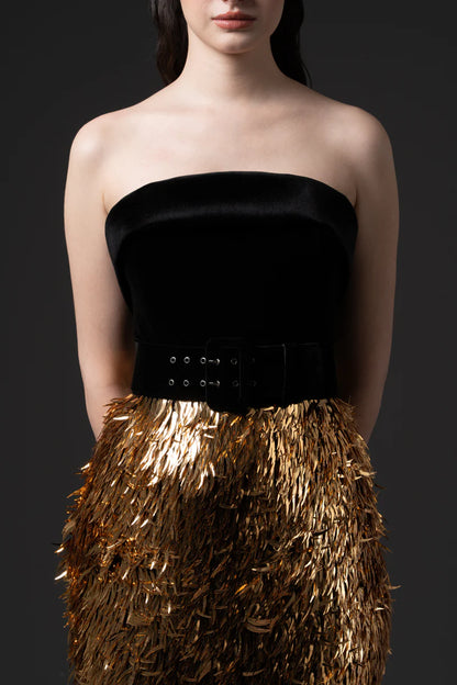 Fitted Gold Embroidered Gown