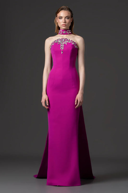 Vestido de Crepé Ajustado sin Tirantes