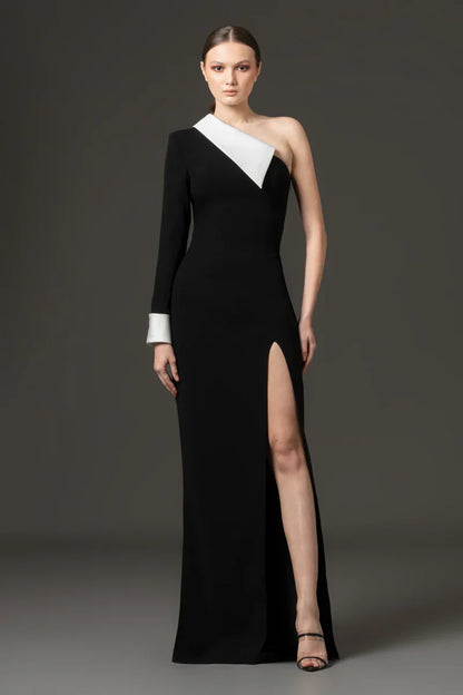 One-Shoulder Crêpe Gown