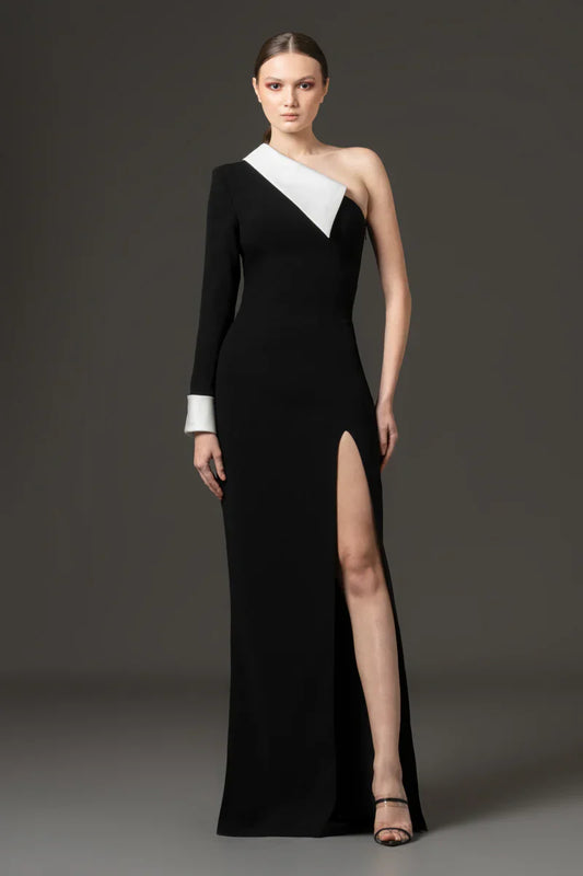 One-Shoulder Crêpe Gown