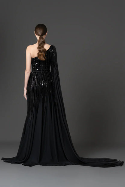 One-Shoulder Embroidered Dress