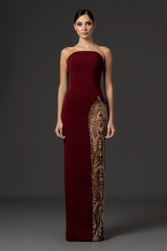 Strapless Embroidered Dress