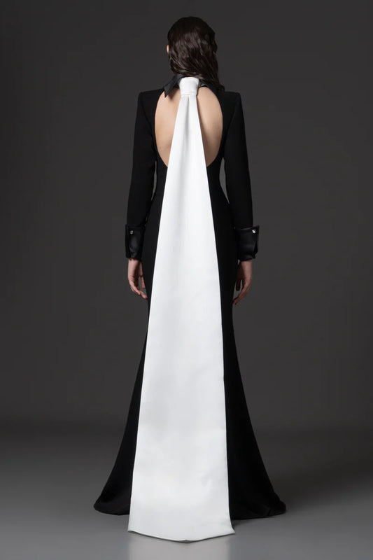 Tuxedo-Inspired Gown