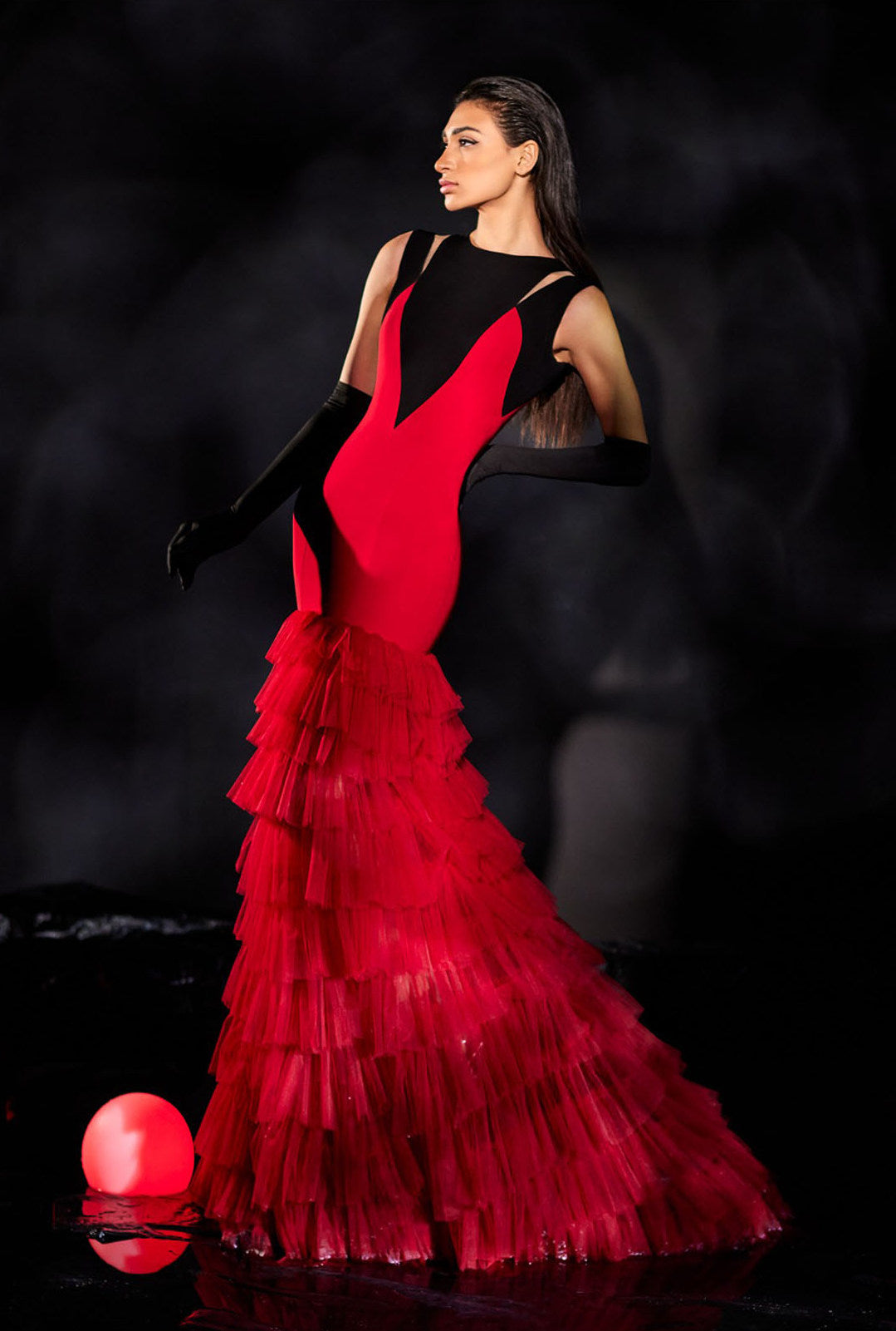 Mermaid Multi-Cut Crepe Gown