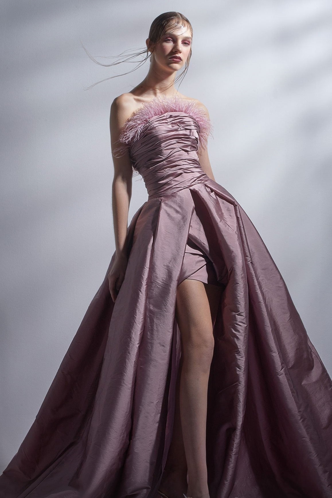 Strapless Ruched A-Line Gown