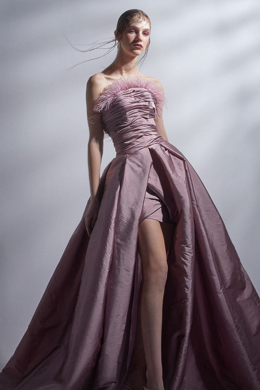 Strapless Ruched A-Line Gown