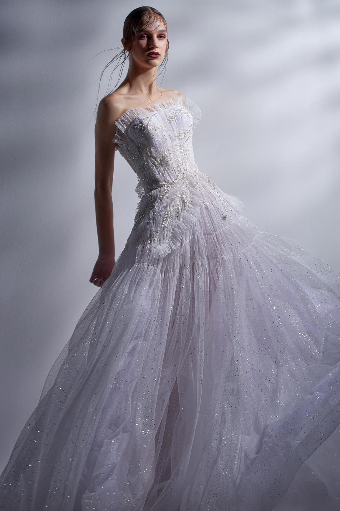 Strapless Embellished A-Line Gown
