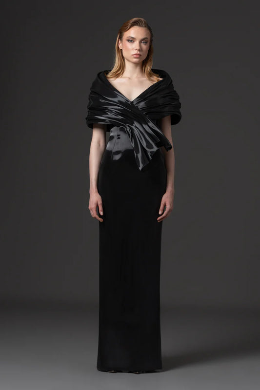 Off-Shoulder Liquid Gazar Dress