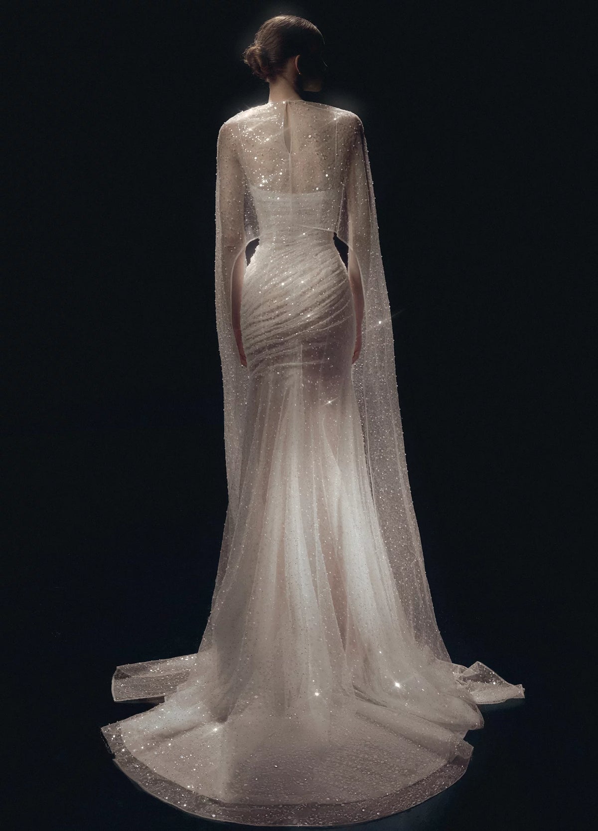 Draping Long Sleeve Gown