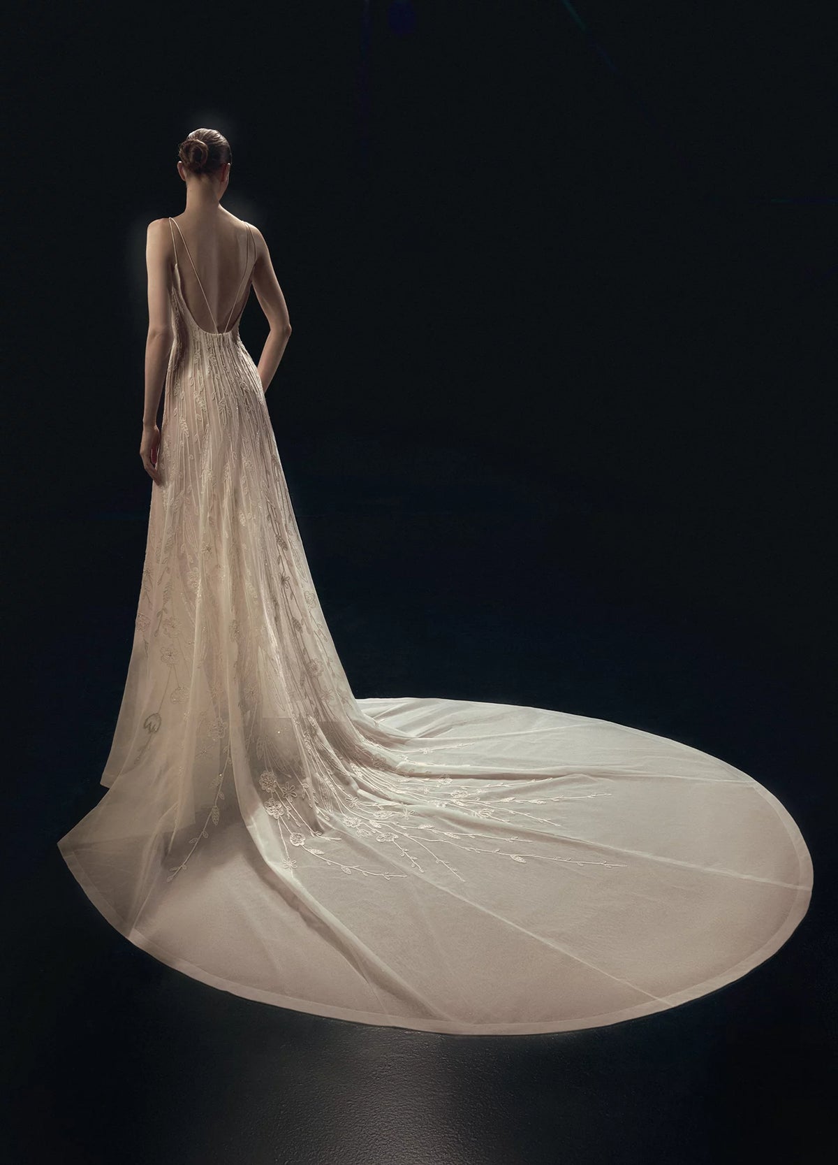 Sleeveless Thin-Strap Gown