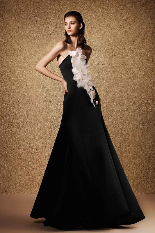 Black Iris Cascade Gown