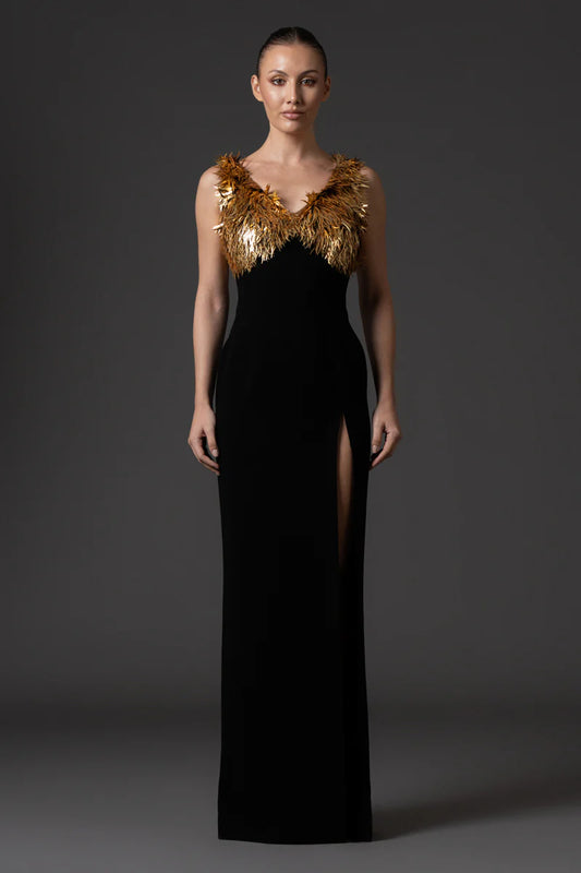 Black Crêpe Dress with Side Slit