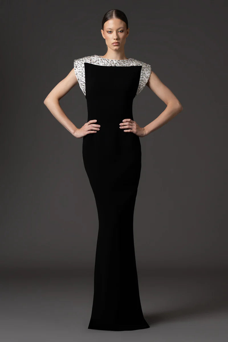 Black Crêpe Dress with White Radzimir