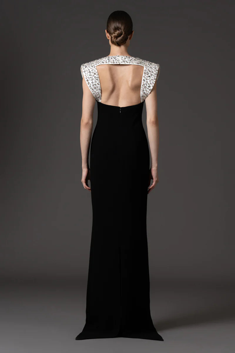 Black Crêpe Dress with White Radzimir