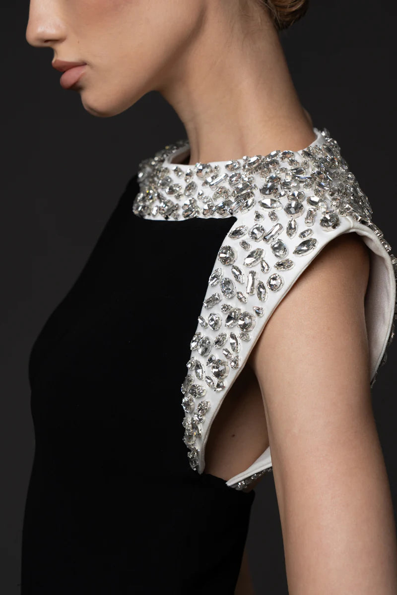 Black Crêpe Dress with White Radzimir