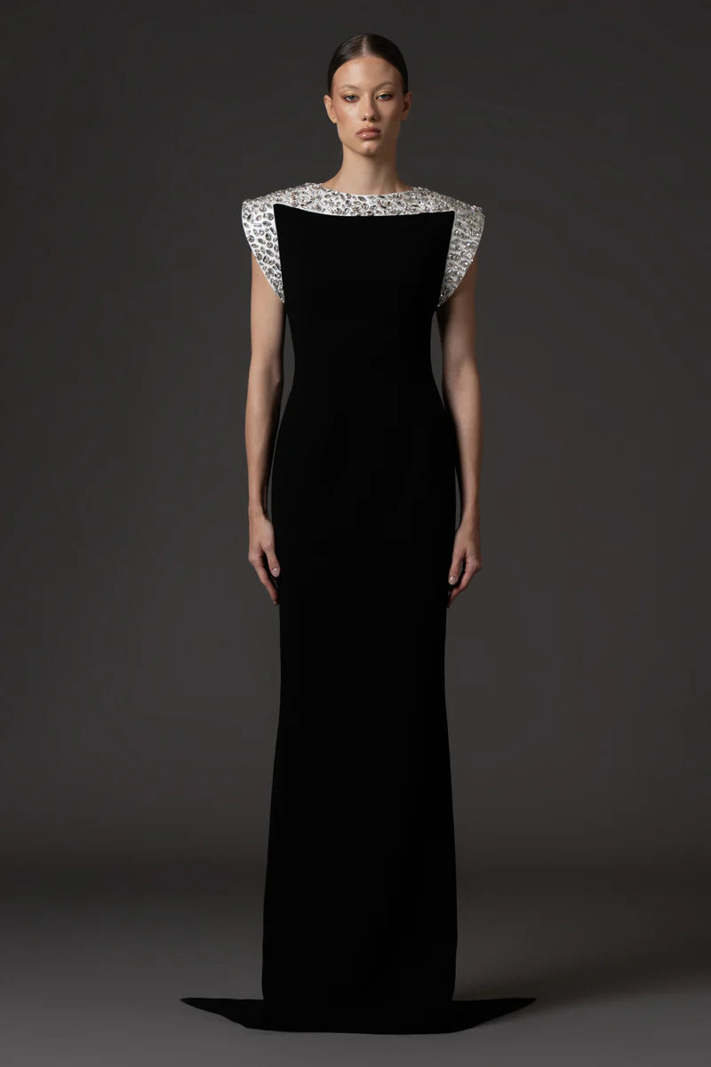 Black Crêpe Dress with White Radzimir