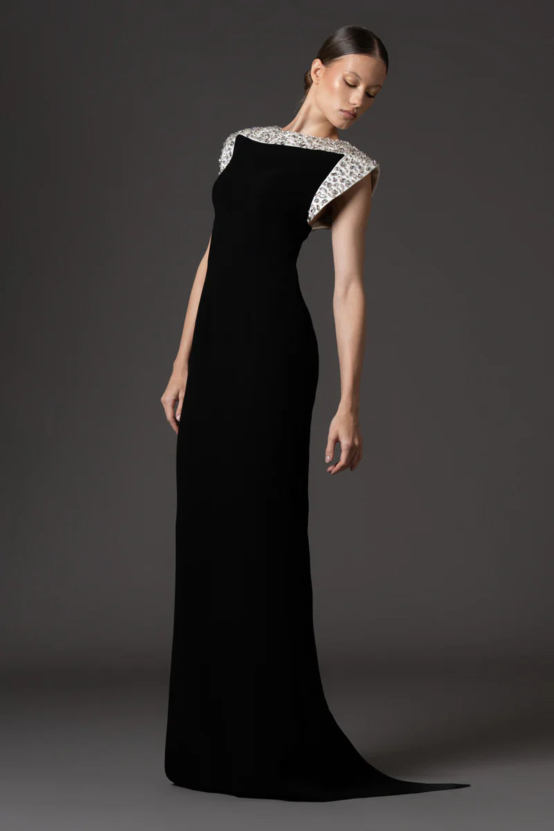 Black Crêpe Dress with White Radzimir
