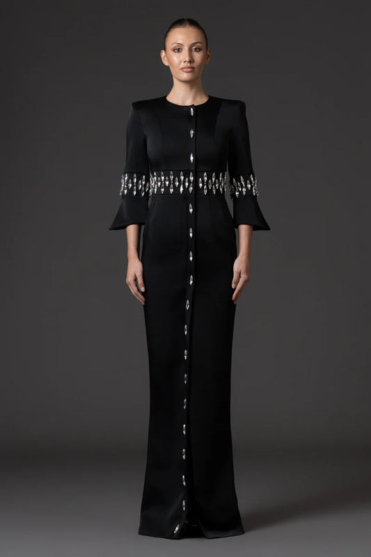 Black Scuba Crêpe Tailored Dress