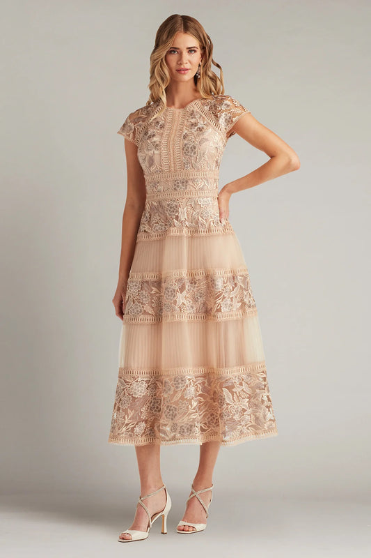 Tamsin Embroidered Tulle Midi Dress