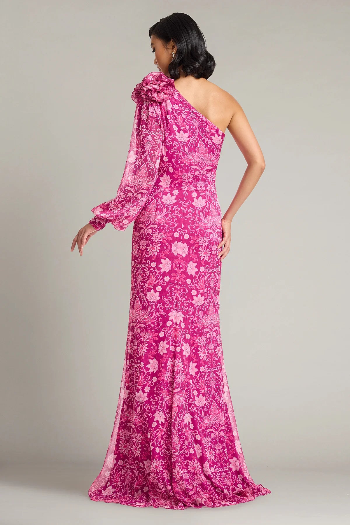 Bosson Floral Print One-Shoulder Gown