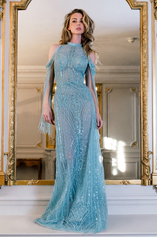Illusion Sequin Gown
