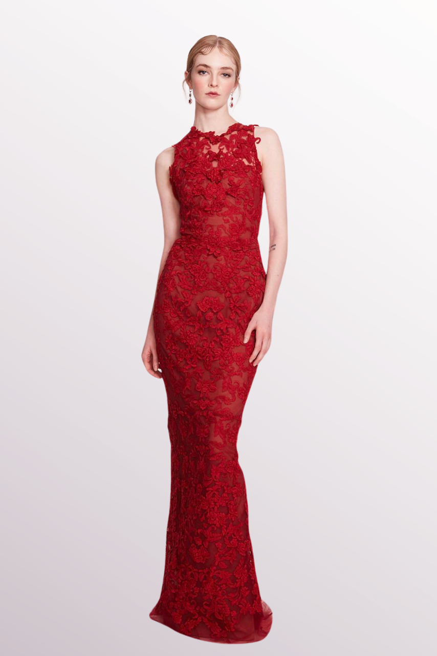 Sleeveless Corded Lace-Dress