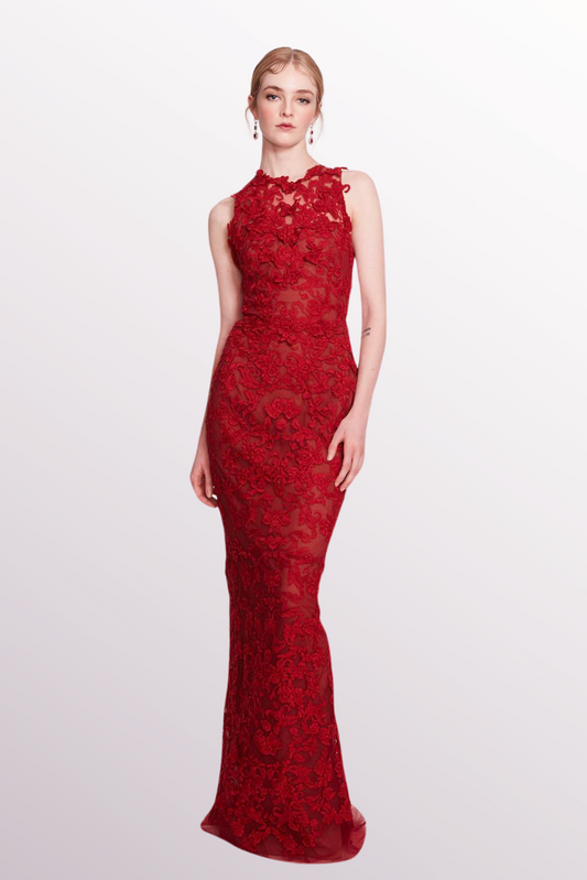 Sleeveless Corded Lace-Dress