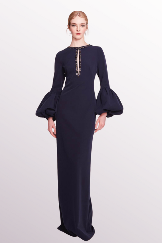 Long-Sleeve Crepe Dress