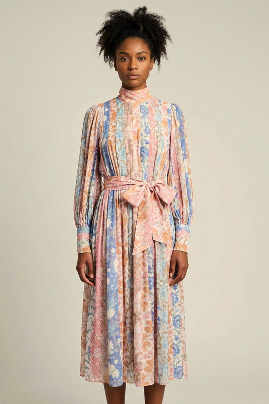 Long Sleeve Print Midi