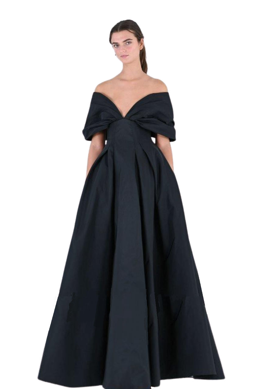 Draped Off Shoulder Gown