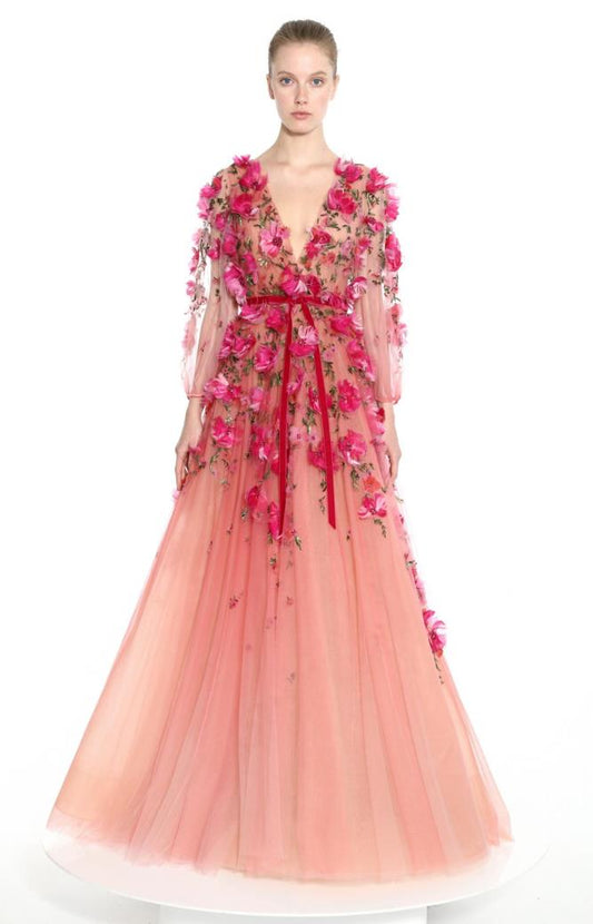 Floral Applique Ball Gown