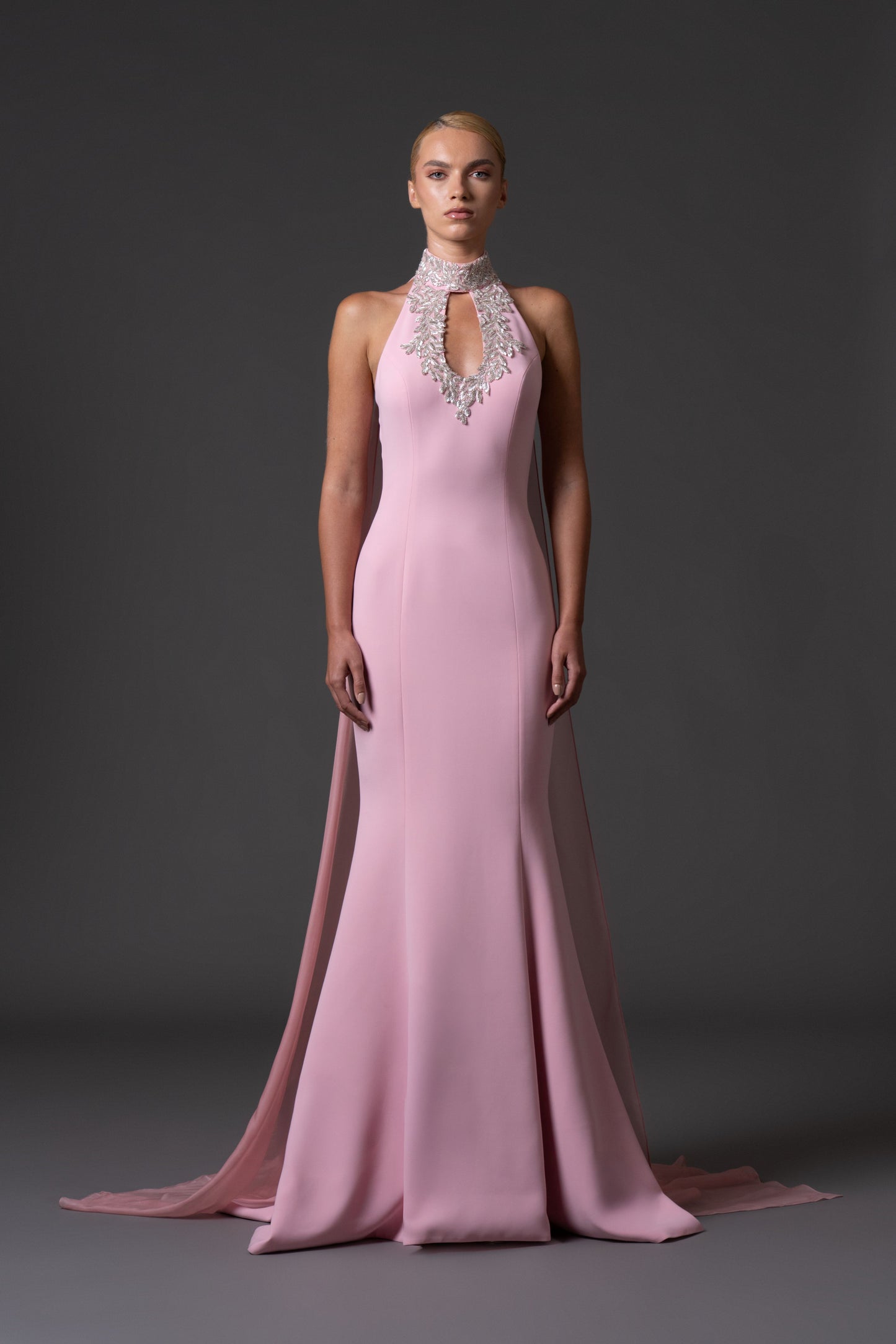 Halter Neck Crêpe Dress