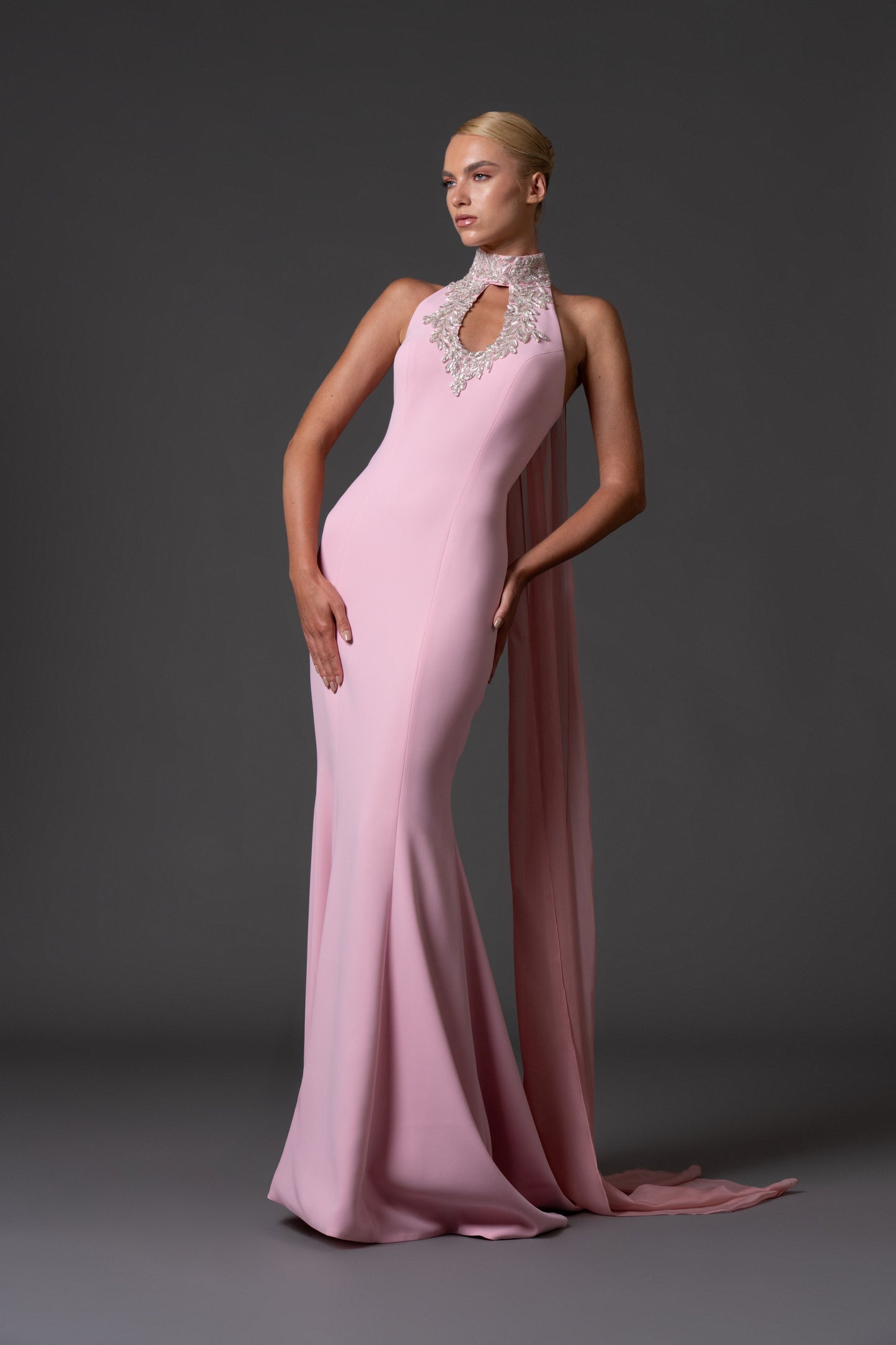Halter Neck Crêpe Dress