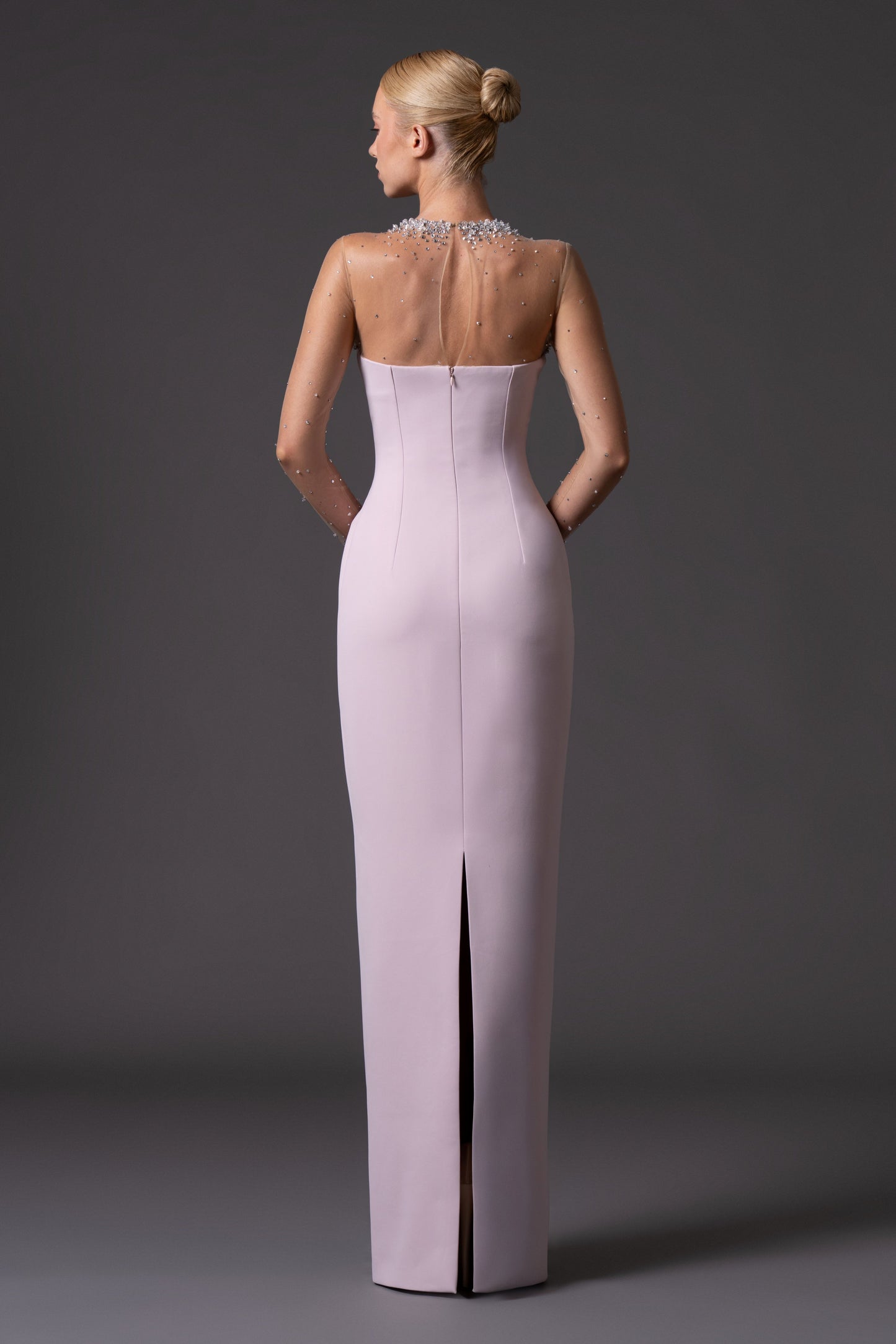 Crêpe Dress with Crystal Embroidery