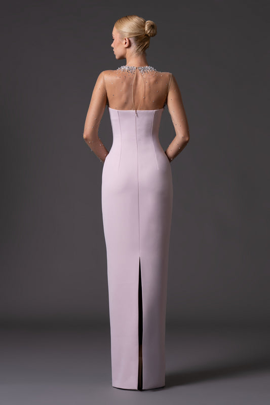 Crêpe Dress with Crystal Embroidery