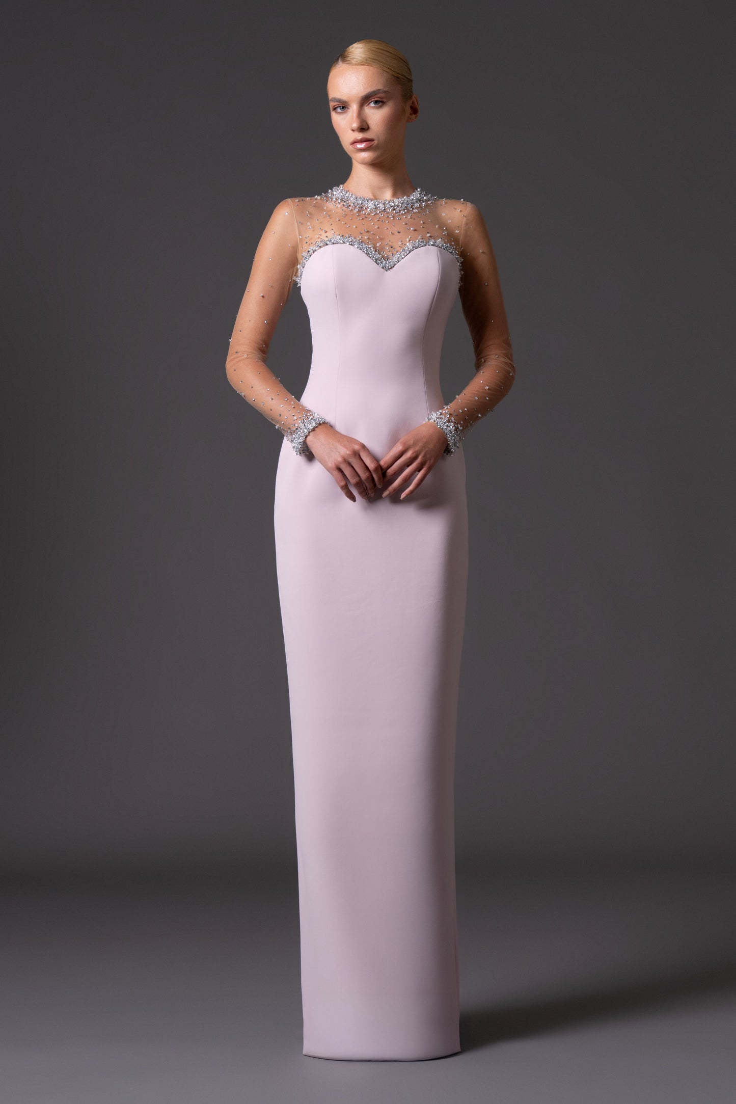 Crêpe Dress with Crystal Embroidery