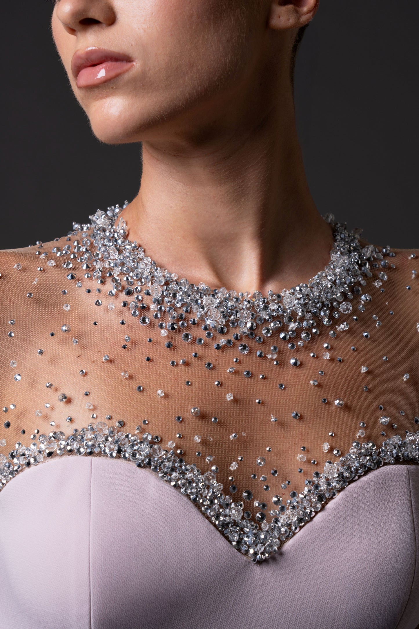Crêpe Dress with Crystal Embroidery