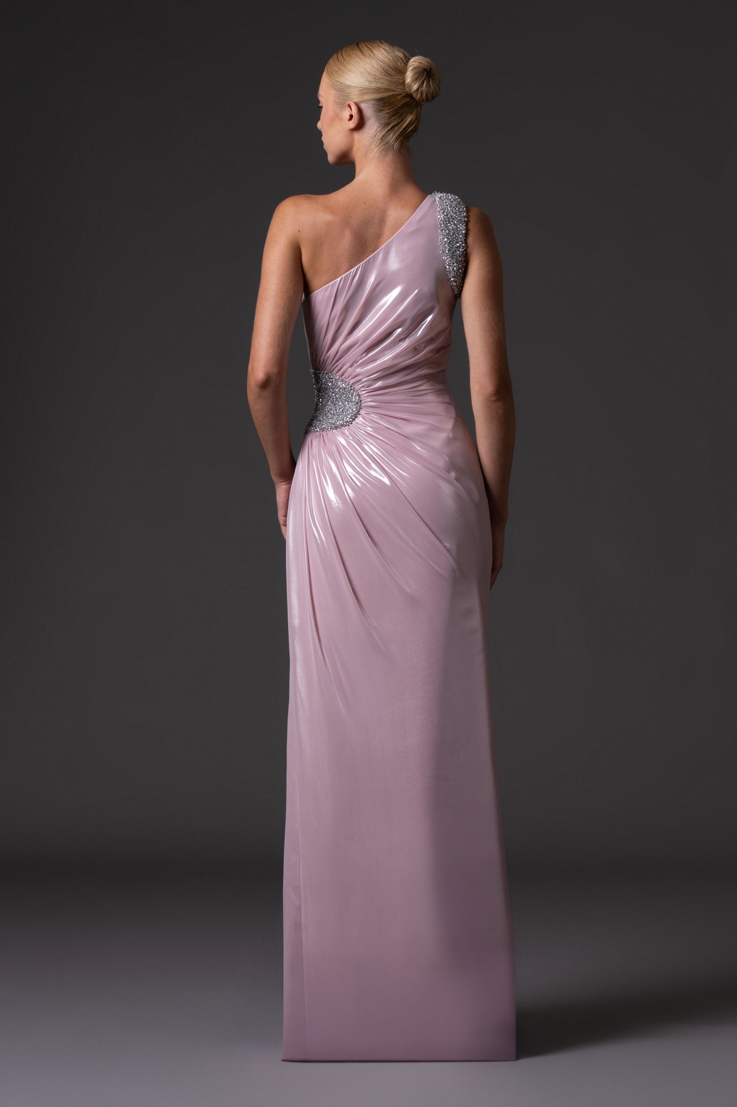 Chiffon Lamé Draped Dress