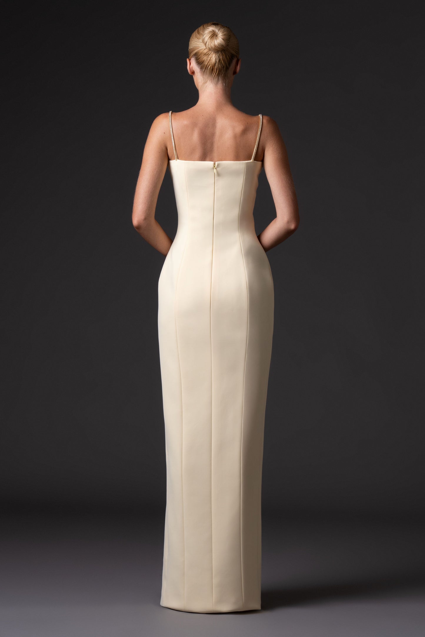 Crêpe Dress with Embroidered Straps