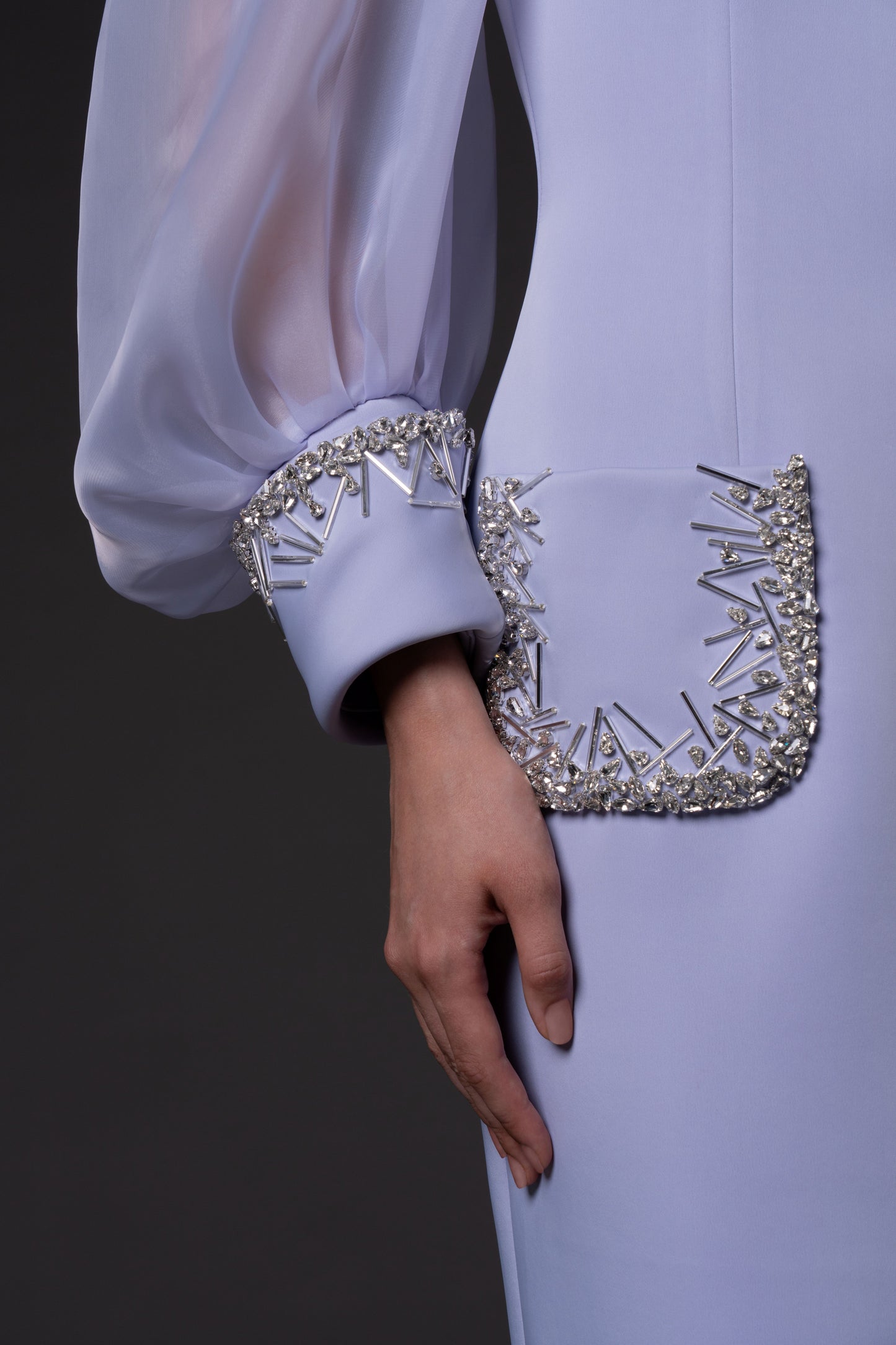 Scuba Crêpe Dress with Puffed Sleeves