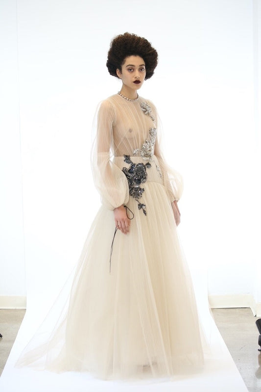 Micro Pleated Tulle Gown