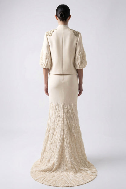 Strapless Embroidered Mermaid Gown