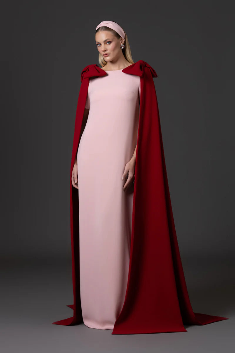 Pink Crêpe Abaya with Cape Sleeves