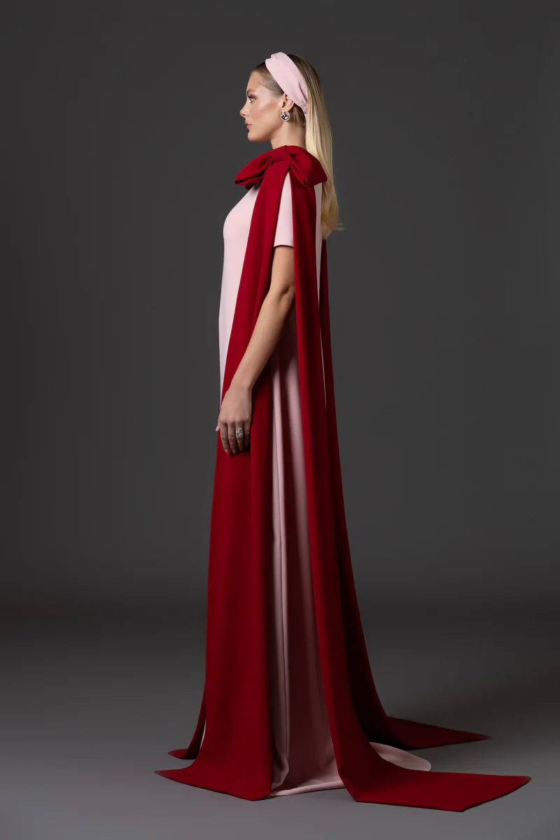 Pink Crêpe Abaya with Cape Sleeves