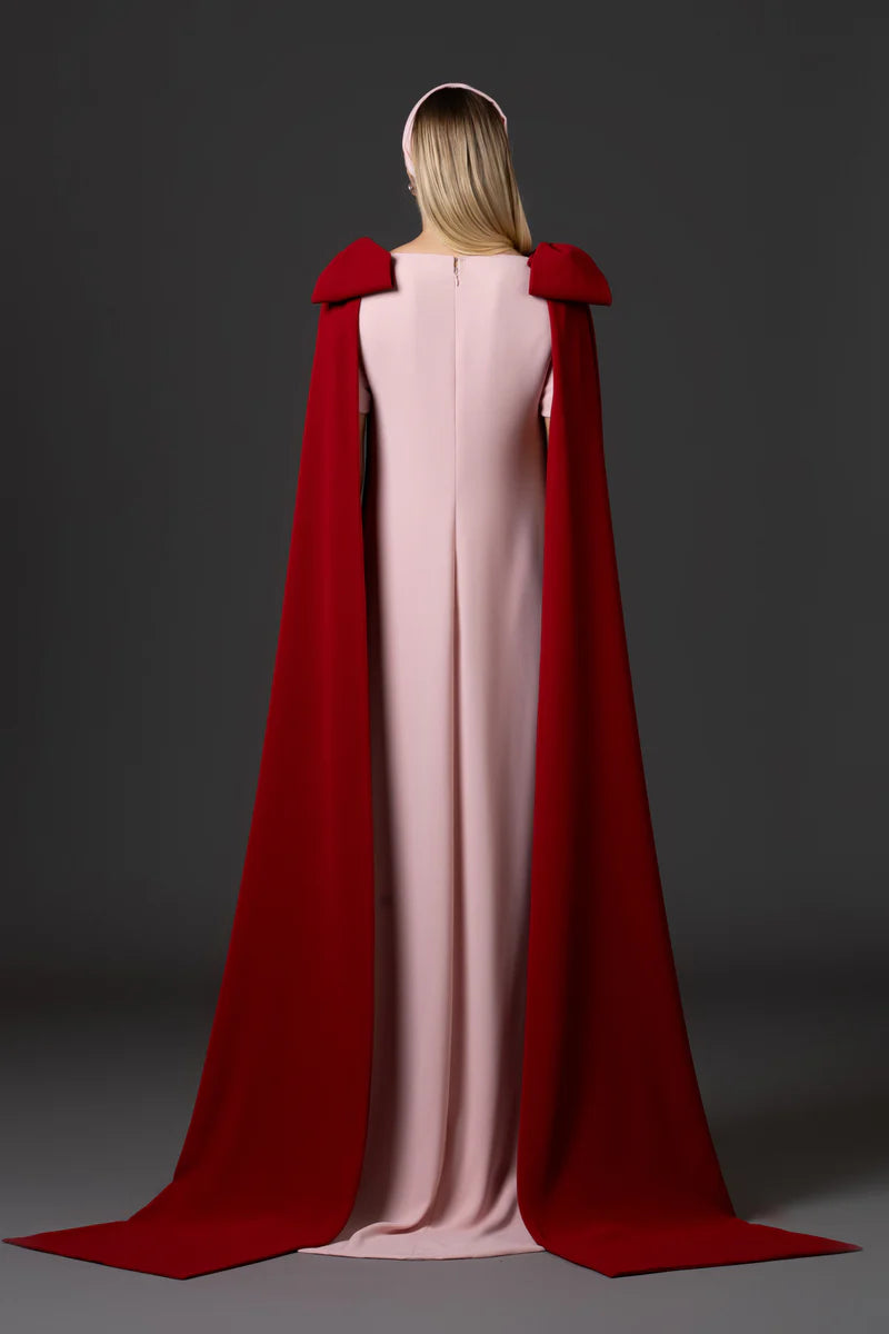 Pink Crêpe Abaya with Cape Sleeves