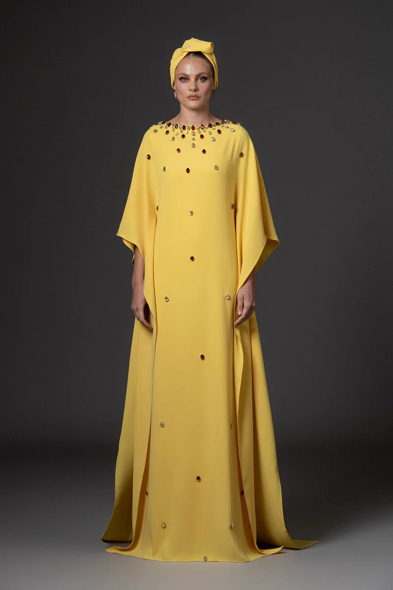 Yellow Crêpe Abaya