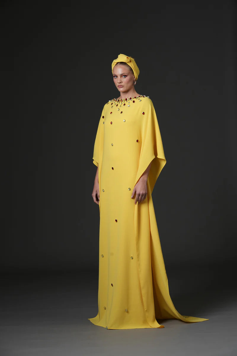 Yellow Crêpe Abaya